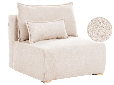 Chair Module Beige Boucle 1 Seat Sleeper Chair with Fold Down Backrest and Storage Beliani