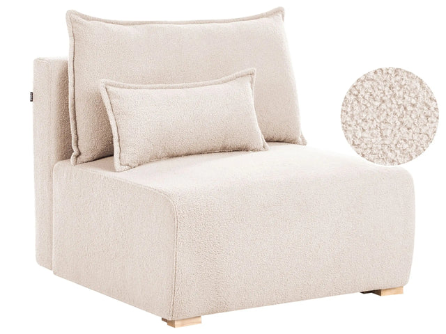 Chair Module Beige Boucle 1 Seat Sleeper Chair with Fold Down Backrest and Storage Beliani