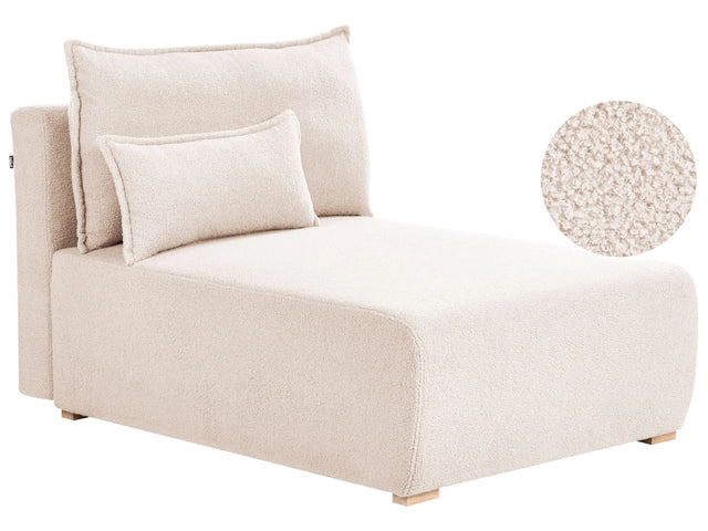 Chaise Lounge Beige Boucle Upholstered Lounge Chair wirh Cushion Minimalistic Style Beliani