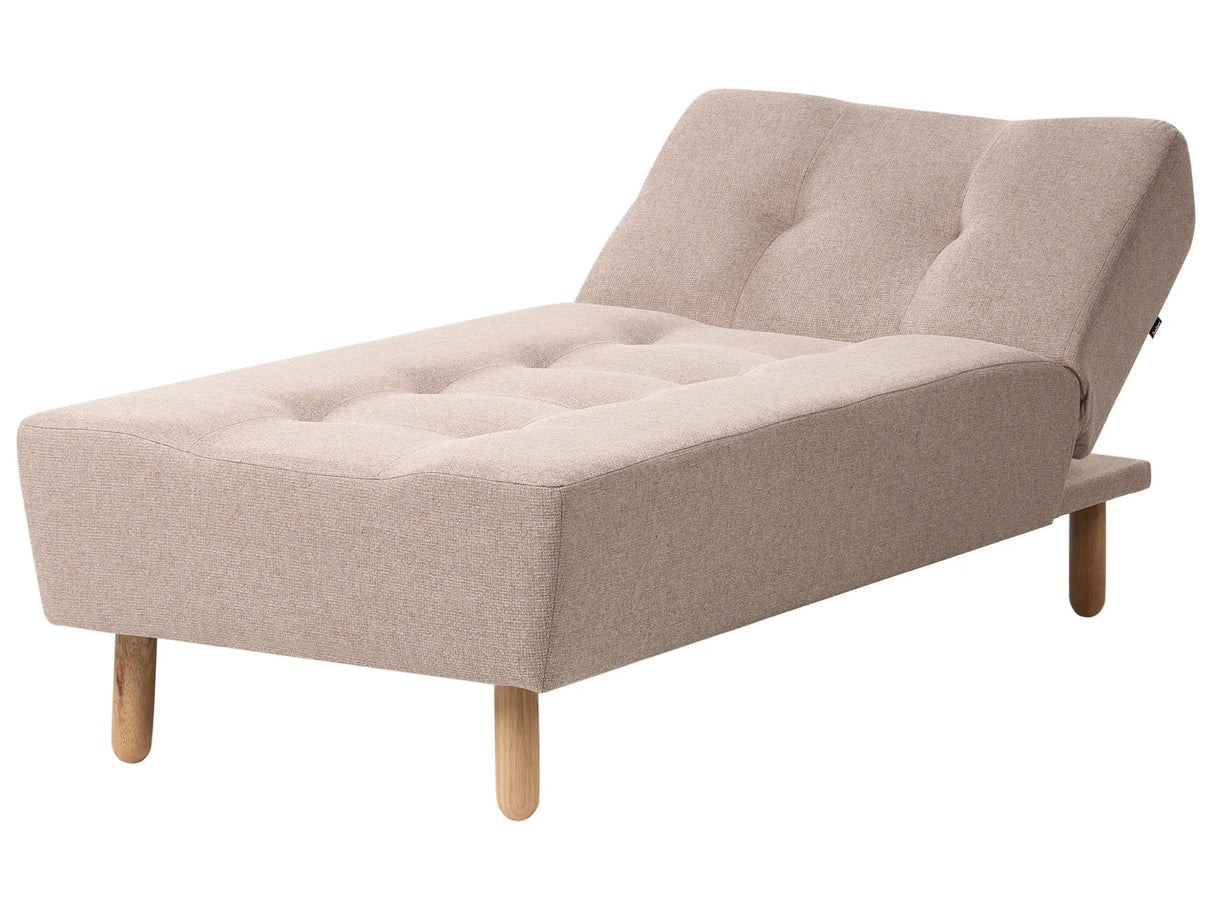 Chaise Lounge Beige Fabric Upholstery Light Wood Legs Scandinavian Style Beliani