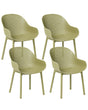 Set of 4 Garden Chairs Olive Green Plastic Indoor Outdoor Garden with Armrests Dining Room Modern Minimalist Style Beliani