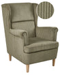 Wingback Chair Green Corduroy Upholstery High Back Wood Legs Traditional Retro Living Room Beliani
