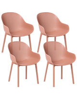 Set of 4 Garden Chairs Coral Plastic Indoor Outdoor Garden with Armrests Dining Room Modern Minimalist Style Beliani