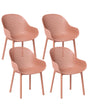 Set of 4 Garden Chairs Coral Plastic Indoor Outdoor Garden with Armrests Dining Room Modern Minimalist Style Beliani