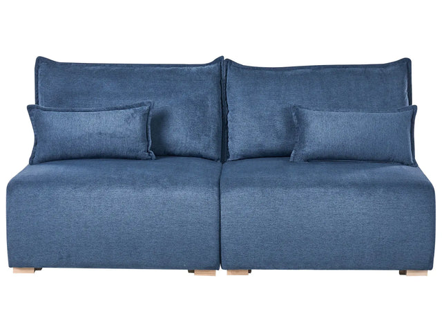 Modular Sofa Blue Fabric Upholstered with Sleeping Function and Storage Minimalistic Style Beliani