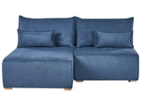 Modular Right Hand Corner Sofa Blue Fabric Upholstered with Sleeping Function and Storage Minimalistic Style Beliani