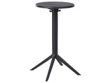 Bistro Table Black Syntetic Material 60 x 60 cm Round Flip Top Tabletop Outdoor Resistance Balcony Table Beliani