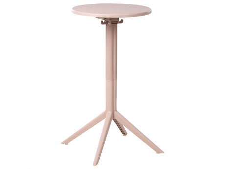 Bistro Table Beige Syntetic Material 60 x 60 cm Round Flip Top Tabletop Outdoor Resistance Balcony Table Beliani