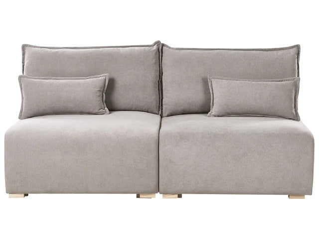 Modular Sofa Grey Fabric Upholstered with Sleeping Function and Storage Minimalistic Style Beliani