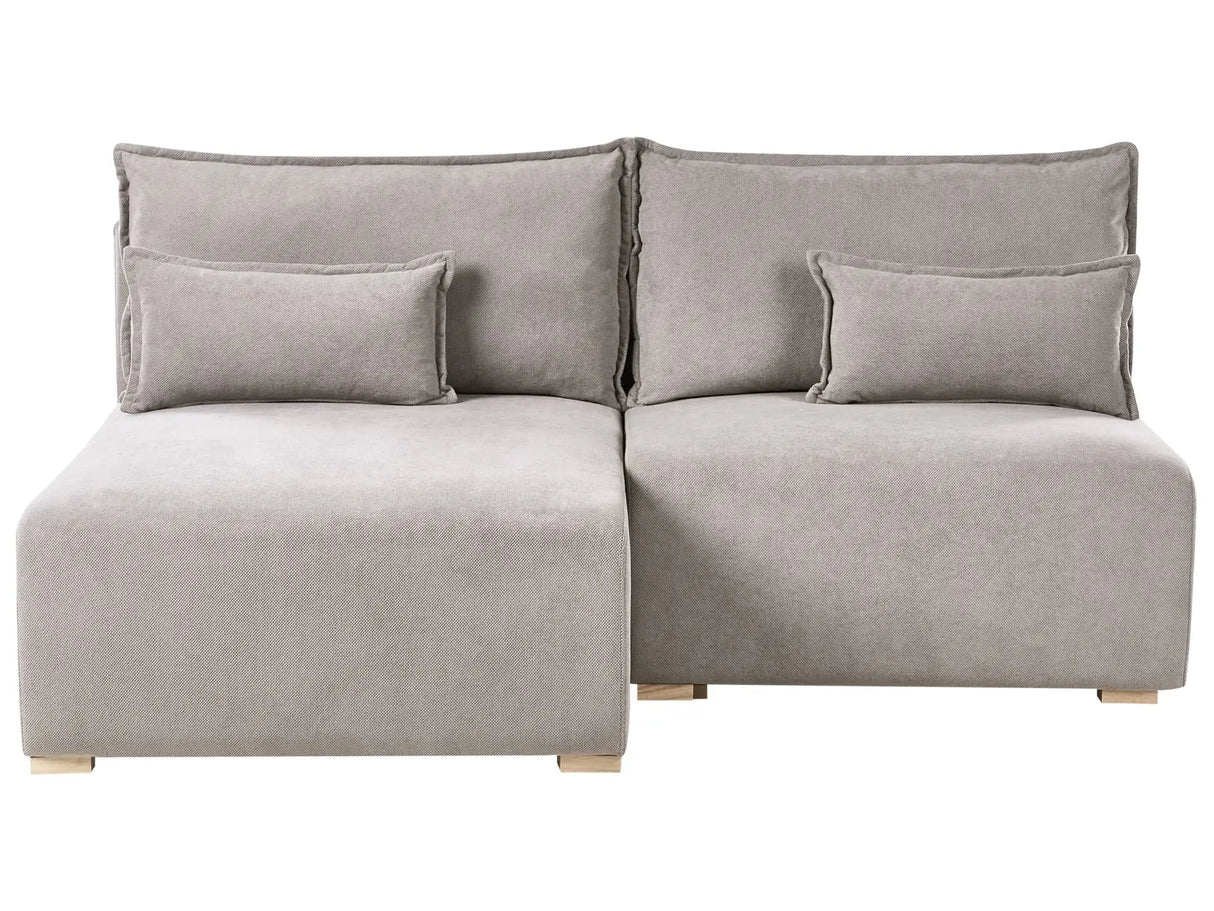 Modular Right Hand Corner Sofa Grey Fabric Upholstered with Sleeping Function and Storage Minimalistic Style Beliani