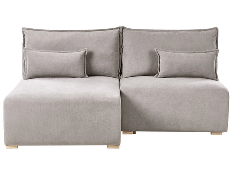 Modular Right Hand Corner Sofa Grey Fabric Upholstered with Sleeping Function and Storage Minimalistic Style Beliani