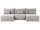 Modular U Shaped Sofa Grey Fabric Upholstered with Sleeping Function and Storage Minimalistic Style Beliani
