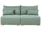 Modular Sofa Light Green Fabric Upholstered with Sleeping Function and Storage Minimalistic Style Beliani