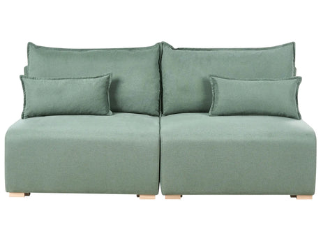 Modular Sofa Light Green Fabric Upholstered with Sleeping Function and Storage Minimalistic Style Beliani