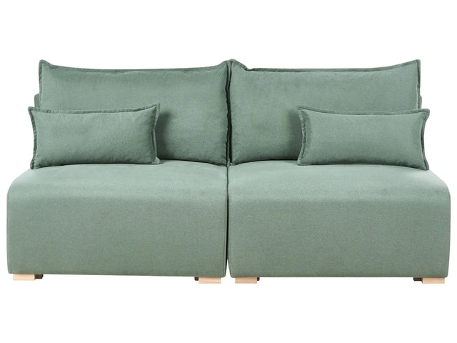 Modular Sofa Light Green Fabric Upholstered with Sleeping Function and Storage Minimalistic Style Beliani