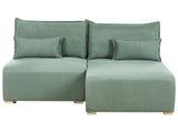 Modular Left Hand Corner Sofa Light Green Fabric Upholstered with Sleeping Function and Storage Minimalistic Style Beliani