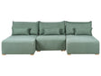 Modular U Shaped Sofa Light Green Fabric Upholstered with Sleeping Function and Storage Minimalistic Style Beliani