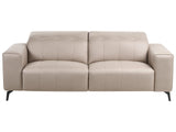 3 Seater Sofa Taupe Faux Leather Push-Back Manually Adjustable Headrest Metal Legs Modern Living Room Beliani