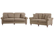 2 + 3 Seater Brown Scrolled Arms Sofa Set Throw Pillows Living Room Traditional Modern Beliani