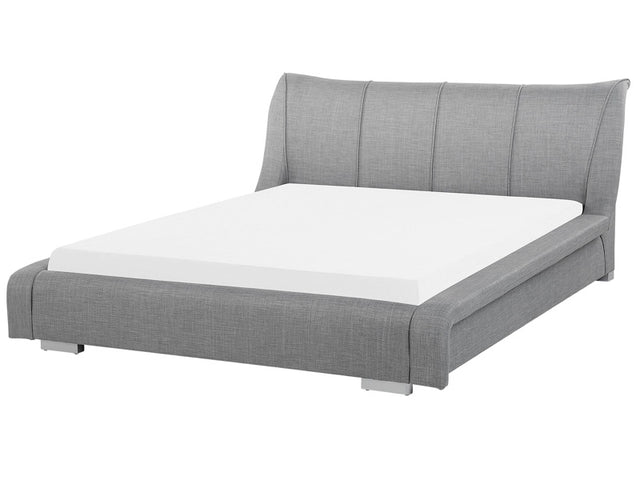 Bed Frame Grey Fabric EU Super King Size 6ft Slatted Base Upholstered Headboard Modern Beliani