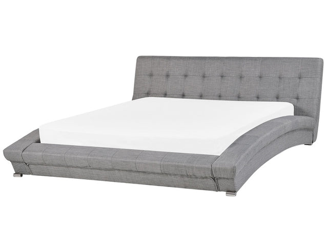 Super King Bed Grey Fabric EU Super King Tufted Headboard Modern Beliani