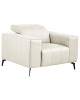 Armchair Light Beige Faux Leather Push-Back Manually Adjustable Headrest Metal Legs Modern Living Room Beliani