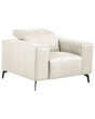 Armchair Light Beige Faux Leather Push-Back Manually Adjustable Headrest Metal Legs Modern Living Room Beliani