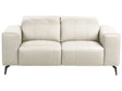 2 Seater Sofa Light Beige Faux Leather Push-Back Manually Adjustable Headrest Metal Legs Modern Living Room Beliani