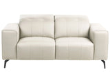 2 Seater Sofa Light Beige Faux Leather Push-Back Manually Adjustable Headrest Metal Legs Modern Living Room Beliani