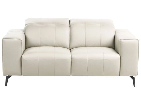 2 Seater Sofa Light Beige Faux Leather Push-Back Manually Adjustable Headrest Metal Legs Modern Living Room Beliani