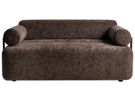 2 Seater Sofa Dark Brown Fabric Soft Black Elements Modern Style Living Room Beliani