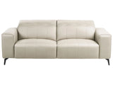 3 Seater Sofa Light Beige Faux Leather Push-Back Manually Adjustable Headrest Metal Legs Modern Living Room Beliani