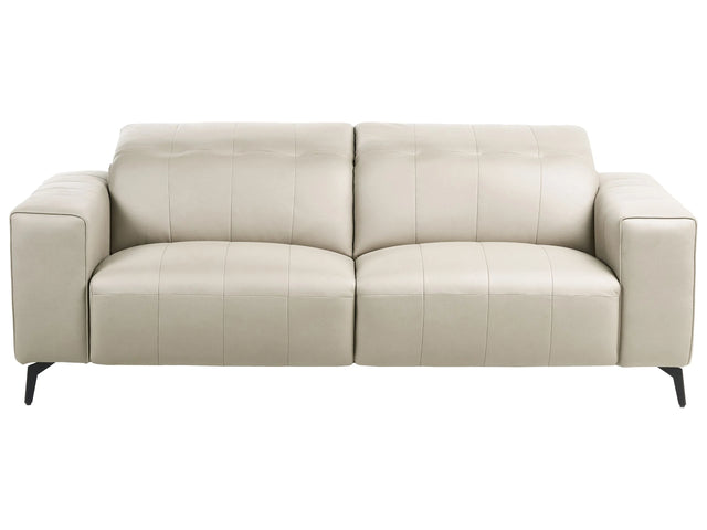 3 Seater Sofa Light Beige Faux Leather Push-Back Manually Adjustable Headrest Metal Legs Modern Living Room Beliani
