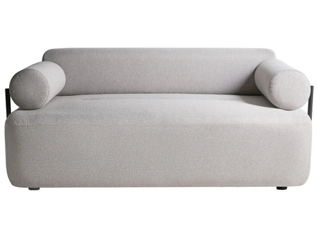 2 Seater Sofa Light Grey Fabric Soft Black Elements Modern Style Living Room Beliani