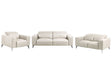 Living Room Set Sofas and Armchair Light Beige Faux Leather Push-Back Manually Adjustable Headrest Metal Legs Modern Living Room Beliani