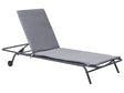Garden Sun Lounger Grey Steel Frame Olefin Fabric Outdoor Weather Resistant Reclining Modern Beliani