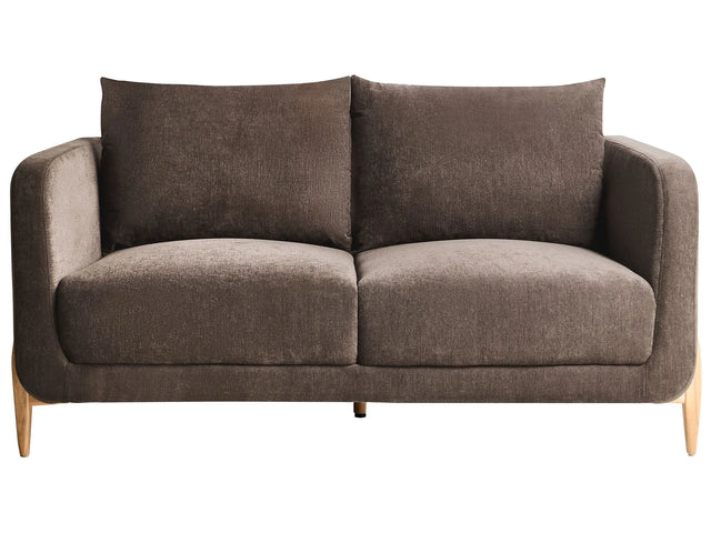 2 Seater Sofa Dark Brown Chenille Upholstery Wooden Legs with Armrests Living Room Reading Corner Modern Scandinavian Style Beliani