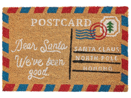 Doormat Natural Coir with Rubber Bottom 45 x 75 cm Xmas Christmas Postcard Festive Motif Anti Slip Beliani