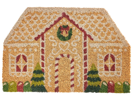 Doormat Natural Coir with Rubber Bottom 40 x 60 cm Xmas Christmas House Festive Motif Anti Slip Beliani