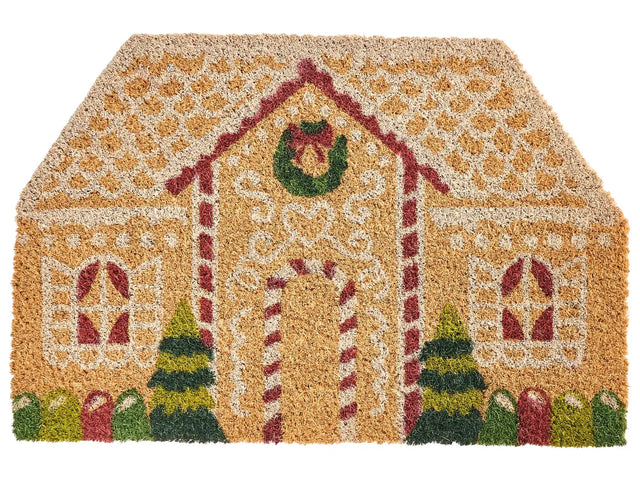 Doormat Natural Coir with Rubber Bottom 40 x 60 cm Xmas Christmas House Festive Motif Anti Slip Beliani