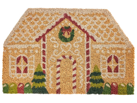 Doormat Natural Coir with Rubber Bottom 45 x 75 cm Xmas Christmas House Festive Motif Anti Slip Beliani