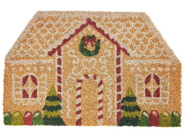 Doormat Natural Coir with Rubber Bottom 45 x 75 cm Xmas Christmas House Festive Motif Anti Slip Beliani