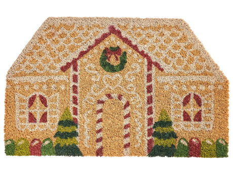 Doormat Natural Coir with Rubber Bottom 50 x 80 cm Xmas Christmas Postcard Festive Motif Anti Slip Beliani