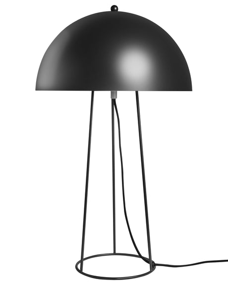Table Lamp Black Iron Base and Shade Two Light Bulbs Minimalistic Design Living Room Beliani