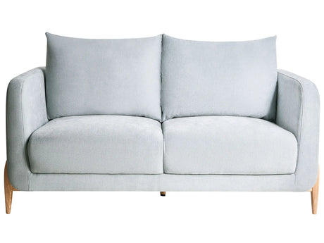 2 Seater Sofa Light Blue Chenille Upholstery Wooden Legs with Armrests Living Room Reading Corner Modern Scandinavian Style Beliani