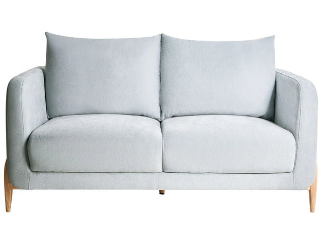 2 Seater Sofa Light Blue Chenille Upholstery Wooden Legs with Armrests Living Room Reading Corner Modern Scandinavian Style Beliani