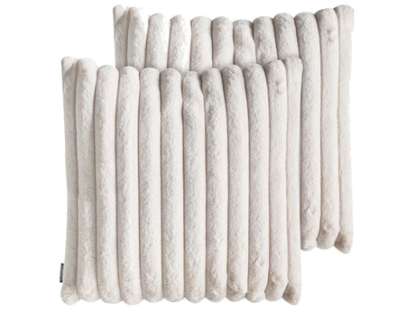 2 Decorative Cushions Light Beige Polyester 45 x 45 cm Decor Soft Fabric Living Room Bedroom Beliani