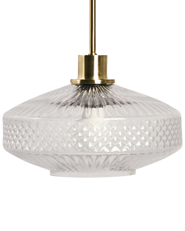 Pendant Lamp Transparent Glass Shade Gold Metal Base Crystal Look Modern Glam Style Living Room Bedroom Beliani