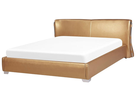 EU Super King Size Water Bed 6ft Gold Leather with Accessories Contemporary Beliani