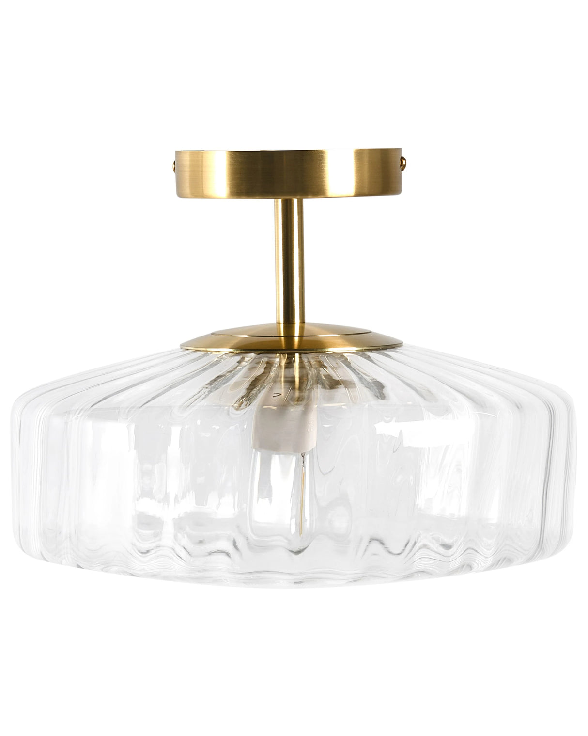 Ceiling Lamp Transparent Glass Shade Iron Plated Gold Base Modern Glam Style Living Room Beliani